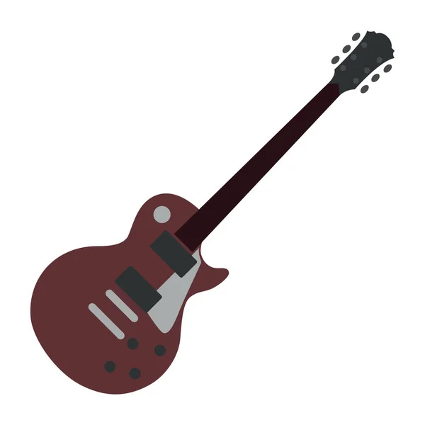 在白色背景上孤立的卡通风格吉他图标 乐器符号矢量图解 — 图库矢量图片