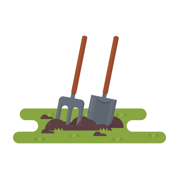 vector illustration of cartoon garden shovel