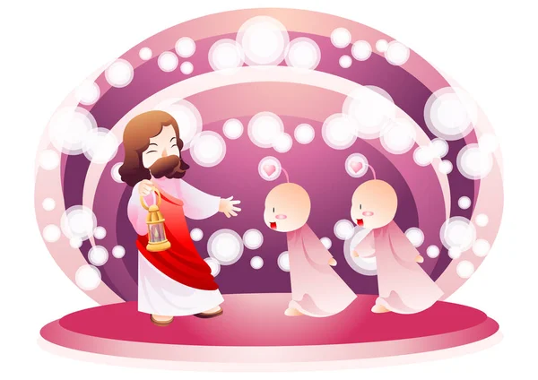 Illustration Eines Mädchens Einem Rosa Kleid Mit Einer Weihnachtskugel — Stockvektor
