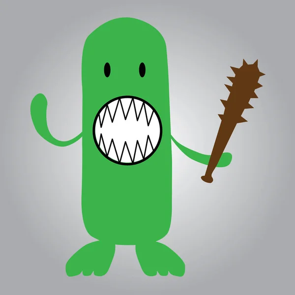 Monstre Vert Drôle Avec Chapeau Halloween — Image vectorielle