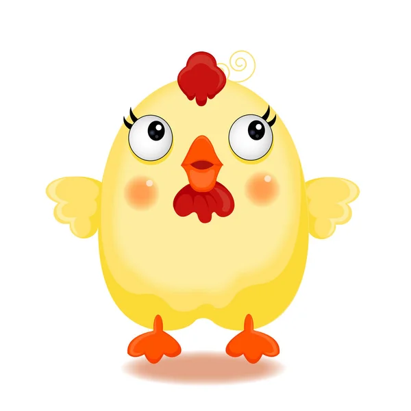 黄色い鳥と鶏の漫画のイラスト — ストックベクタ