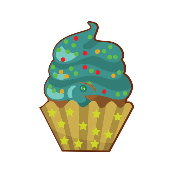 Cupcake Com Ícone Vetor Cereja —  Vetores de Stock