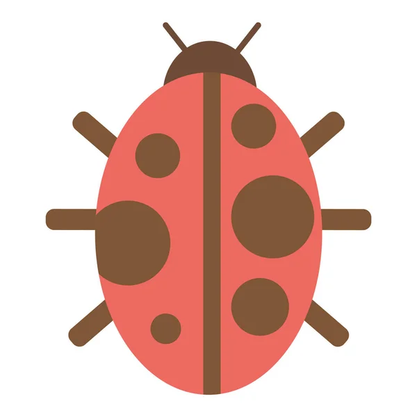 Nyckelpiga Ikonen Platt Färg Stil Insektsinsekt — Stock vektor