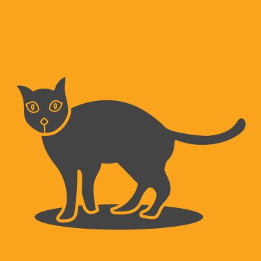 Sarı arka planda siyah kedi silueti