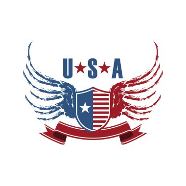 Amerikan bayrağı ve kurdele vektör illüstrasyonu