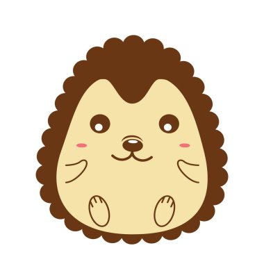 Beyaz arka planda izole edilmiş şirin kirpi çizgi filmi.