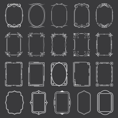 Bir dizi vektör çerçevesi. Tasarım için el çizimi ögeler.