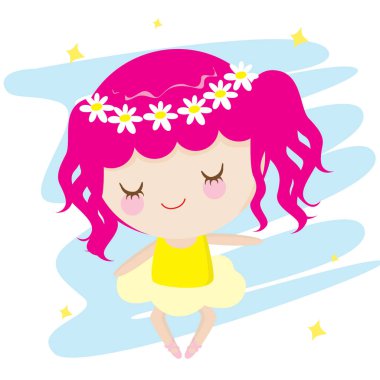 Sevimli kız avatar simgesi, vektör illüstrasyonu