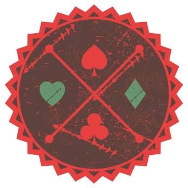 Poker çipli bir oyun kartının vektör çizimi