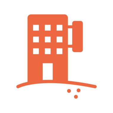 Düz biçimli bina simgesi beyaz arkaplanda izole