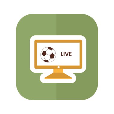 Düz stil futbol ikonu beyaz arkaplanda izole edildi. spor sembolü çizimi