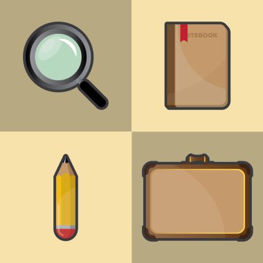 Ulaşım simgeleri ve vektör illüstrasyonlu basit biçimlendirilmiş pankart