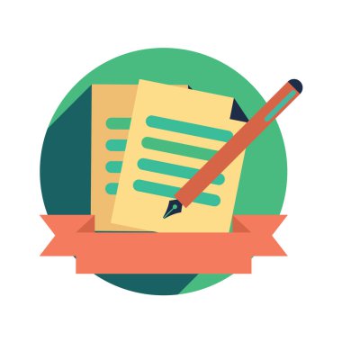 Kalem ve kalem düz simgeli pano