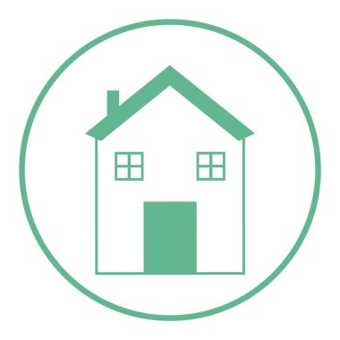 Beyaz arka planda izole edilmiş siyah dairedeki ev simgesi. vektör illüstrasyonu