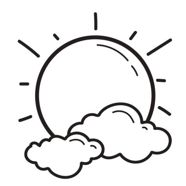 Güneş ve bulut simgesinin vektör çizimi