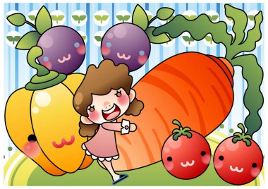 Çocukların çizgi film karakterlerinin vektör çizimi