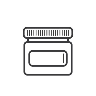 Beyaz arkaplanda siyah şekilli kavanoz simgesi var. eczane sembolü vektör illüstrasyonu