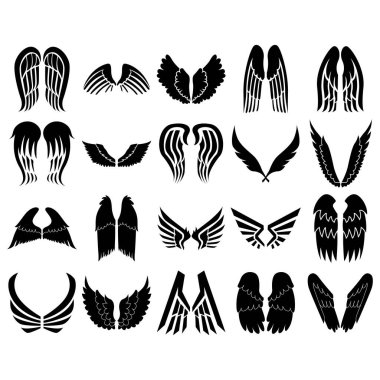 Kanat simgeleri ayarlandı. vektör illüstrasyonu