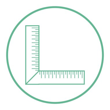 Düz biçimli cetvel simgesi beyaz arkaplanda izole edildi. okul sembolü illüstrasyonu.
