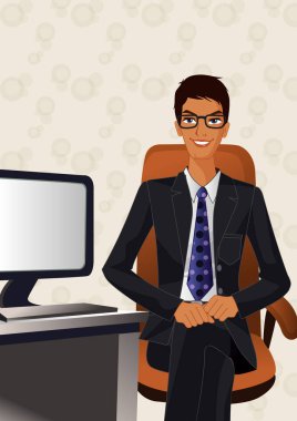 Dizüstü bilgisayarı olan iş adamı