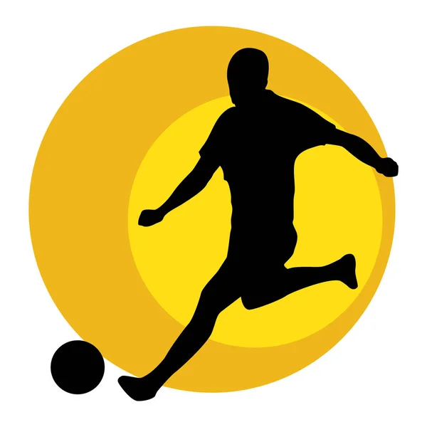 Silhouette Joueur Football Isolé Sur Fond Blanc — Image vectorielle