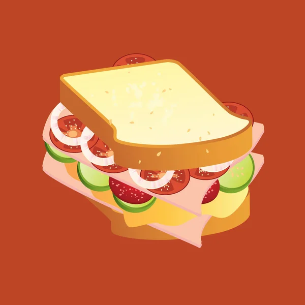 Sandwich Fromage Légumes — Image vectorielle