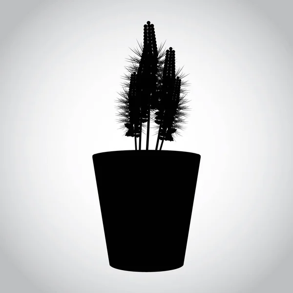 Illustration Vectorielle Cactus Noir Blanc — Image vectorielle