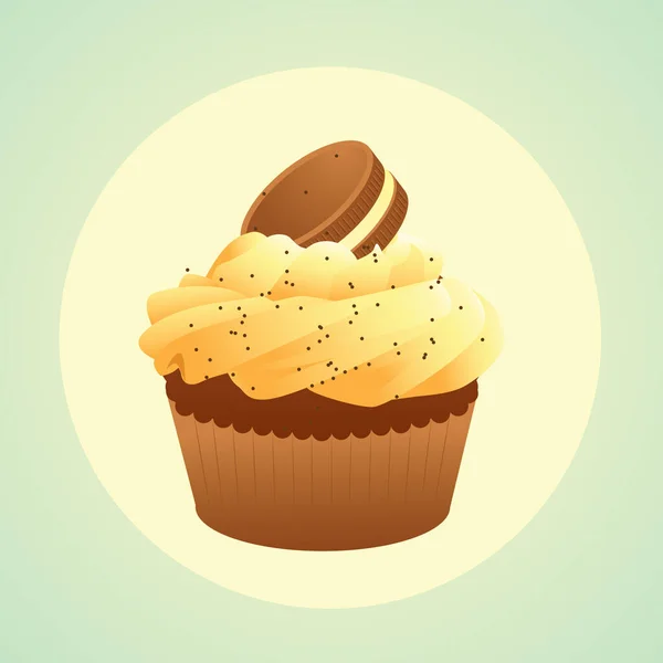 Ilustração Vetorial Delicioso Cupcake — Vetor de Stock