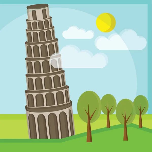 Illustrazione Vettoriale Del Famoso Monumento Pisa — Vettoriale Stock