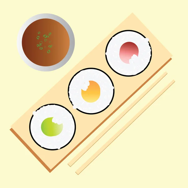 Ilustrasi Vektor Sushi Makanan Jepang - Stok Vektor