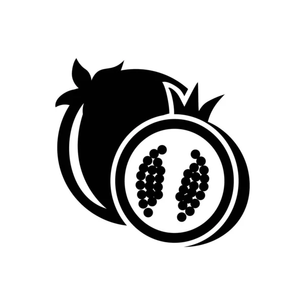 果物の黒と白のアイコンのベクトル図 — ストックベクタ