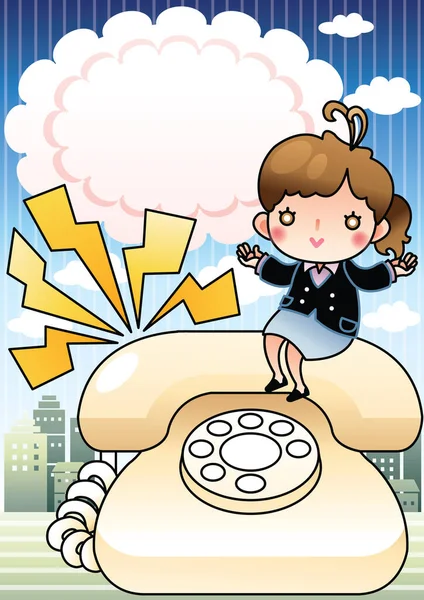 Cartoon Illustration Telephone — Stock Vector