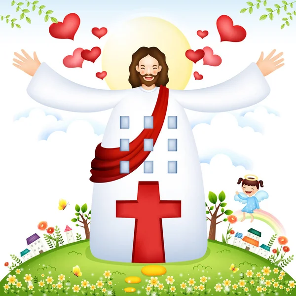 Cristo Ingenio Iconos Del Corazón — Vector de stock