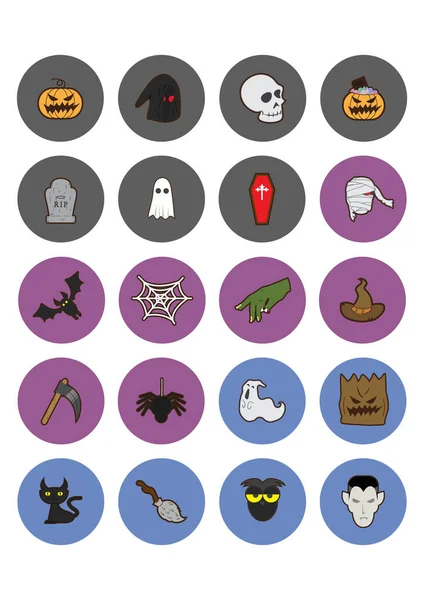 Conjunto Iconos Halloween Ilustración Plana Icono Vector Para Web — Vector de stock