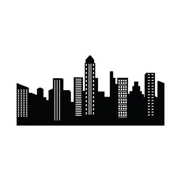 Silhouette Dello Skyline Della Città Con Paesaggio Urbano Nero Sfondo — Vettoriale Stock