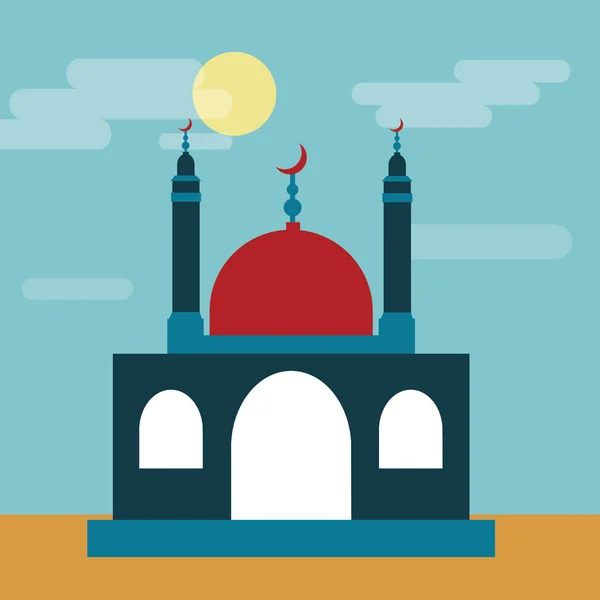Vektorillustration Der Moschee Auf Der Insel Ramadan Kareem Konzept — Stockvektor
