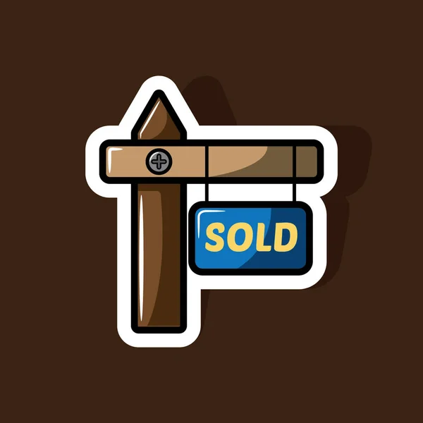 Ilustración Vectorial Signo Madera Con Una Grúa — Vector de stock