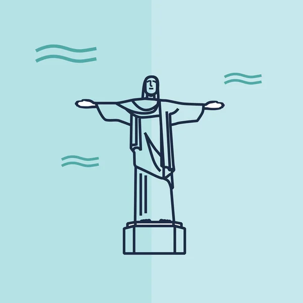 Línea Vectorial Ilustración Jesucristo — Vector de stock