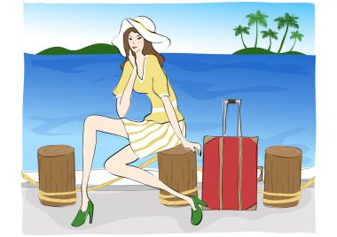 Bir kızın çizgi film karakterinin vektör çizimi