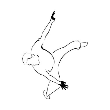 Beyaz arka planda yoga yapan bir adamın silüeti.