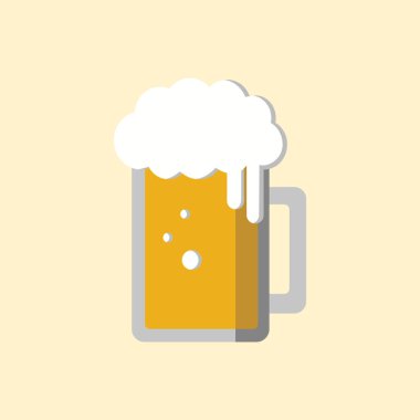 Beyaz arka planda izole edilmiş yassı bira ikonu. Oktoberfest sembolü vektör illüstrasyonu