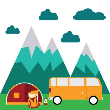 kamp gezisi konsepti simge tasarımı, vektör illüstrasyonu 10 eps grafik.