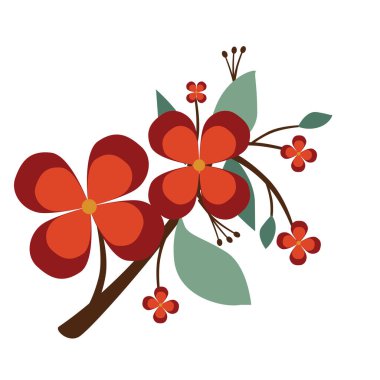 Kırmızı bir çiçeğin vektör illüstrasyonu