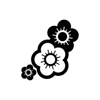 Beyaz arkaplanda siyah tarzda izole edilmiş bir çiçek simgesi. bitki sembolü çizimi.