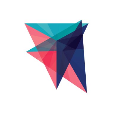 Beyaz arkaplanda geometrik çokgen üçgen simgesi