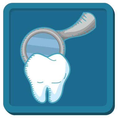 Beyaz arka planda izole edilmiş çizgi film tarzında diş ikonu. Diş bakımı sembolü çizimi.