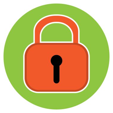 Vektör simgesini kilitle. biçim iki renkli düz sembol, yeşil ve gri renkler, yuvarlak açılar, beyaz arkaplan