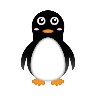 Beyaz arka planda sevimli bir penguen.