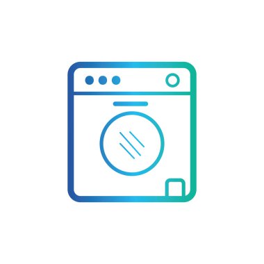 çamaşır makinesi simgesi, vektör illüstrasyonu