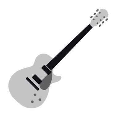 Beyaz arkaplanda izole edilmiş düz biçimli gitar simgesi
